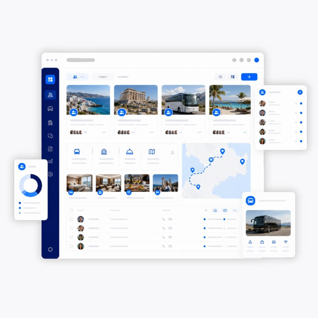 Schermata del software gestionale per tour operator. specializzato in Gruppi